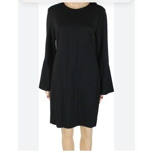 Lauren Ralph Lauren Women's Black subtle polka‎ dot Bell Sleeve Sheath Dress 6